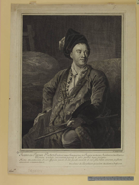 Ritratto del pittore Jean Baptiste Forest (stampa) di Drevet Pierre, Largillière Nicolas de (sec. XVIII)