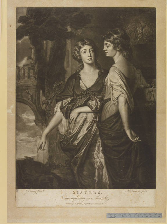 Due figure femminili che meditano sulla caducità (stampa) di Dunkarton Robert, Romney George (sec. XVIII)