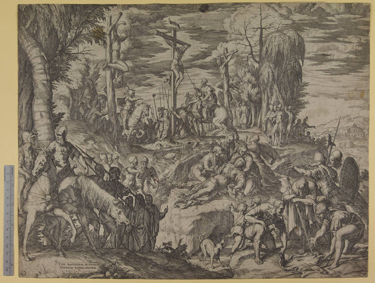 Crocifissione (stampa tagliata) di Fontana Giovanni Battista, Fontana Giovanni Battista (sec. XVI)