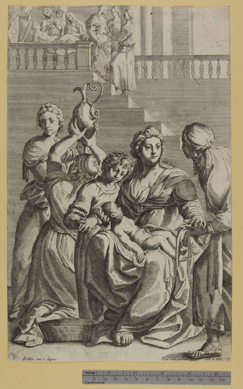 Nascita di San Benedetto (stampa tagliata) di Giovannini Giacomo Maria, Giovannini Giacomo Maria, Brizio Francesco (sec. XVII)