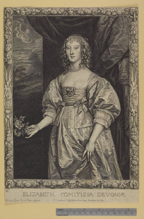 Ritratto di Elizabeth Cecil contessa di Devonshire (stampa tagliata) di Lombart Pierre, Dyck Antoon van (sec. XVII)