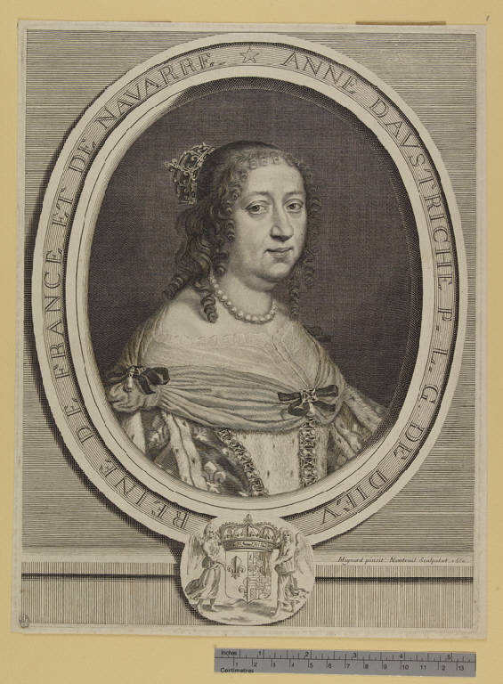 Ritratto di Anna d'Austria (stampa) di Nanteuil Robert, Mignard Pierre (sec. XVII)