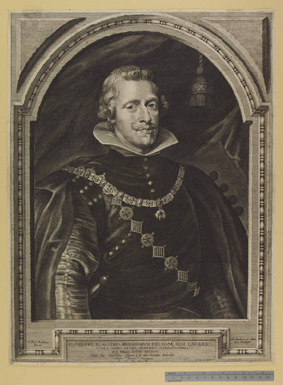 Ritratto di Filippo IV re di Spagna (stampa smarginata) di Pontius Paulus, Rubens Pieter Paul (sec. XVII)