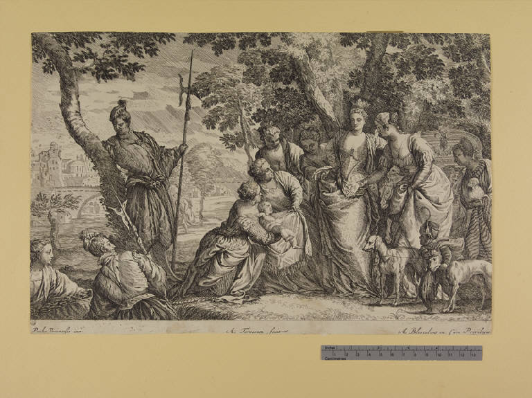 Ritrovamento di Mosè (stampa tagliata) di Terwesten Augustin, Caliari Paolo detto Veronese (ultimo quarto sec. XVII)