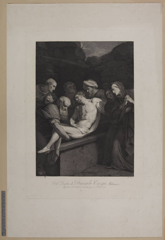 Deposizione di Cristo nel sepolcro (stampa) di Longhi Giuseppe, Longhi Giuseppe, Crespi Daniele (sec. XIX)