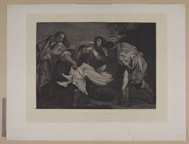 Trasporto di Cristo al sepolcro (stampa) di Masson Alphonse Charles, Masson Alphonse Charles, Vecellio Tiziano (sec. XIX)