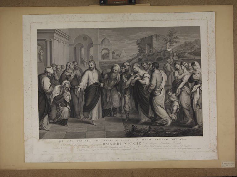 Cristo e l'adultera (stampa) di Anderloni Pietro, Anderloni Pietro, Vecellio Tiziano (sec. XIX)