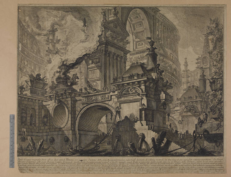 Veduta immaginaria di un porto antico (stampa smarginata) di Piranesi Giovanni Battista (sec. XVIII)