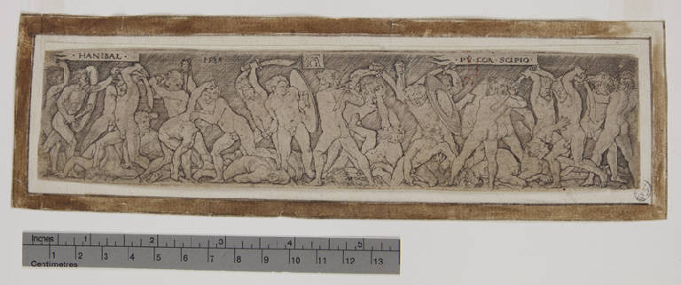 Battaglia tra Annibale e Scipione (stampa smarginata) di Aldegrever Heinrich (sec. XVI)