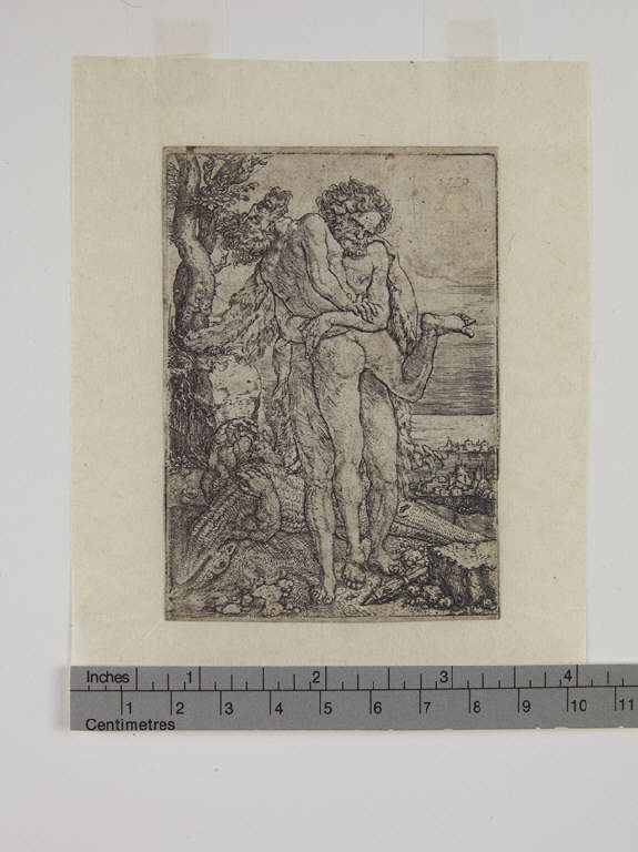 Ercole e Acheloo, Ercole e Acheloo (stampa tagliata) di Aldegrever Heinrich (sec. XVI)