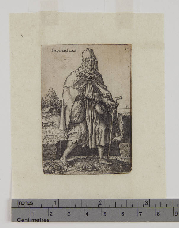 Povertà (stampa tagliata) di Aldegrever Heinrich (sec. XVI)