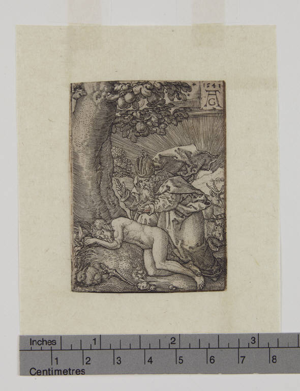 Creazione di Eva, Creazione di Eva (stampa tagliata) di Aldegrever Heinrich (sec. XVI)