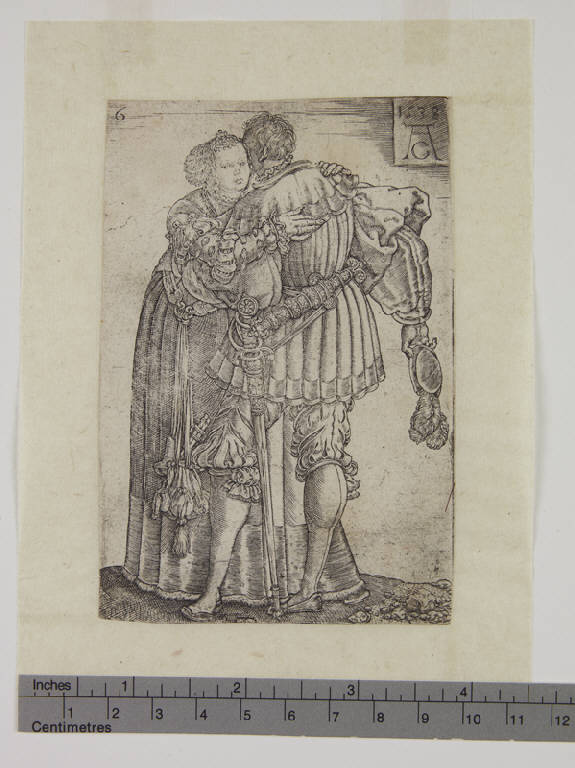 Coppia abbracciata, Coppia danzante (stampa tagliata) di Aldegrever Heinrich (sec. XVI)