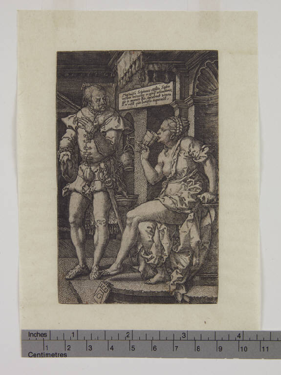 Sofonisba beve una coppa di veleno (stampa smarginata) di Aldegrever Heinrich (sec. XVI)