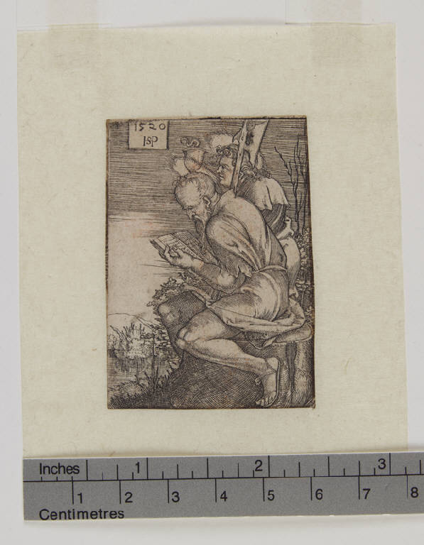 San Matteo e San Giovanni Evangelista, San Matteo e San Giovanni Evangelista (stampa tagliata) di Beham Hans Sebald (sec. XVI)