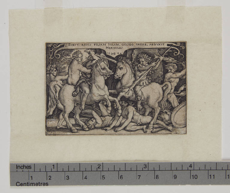 Ercole e Iole (stampa smarginata) di Beham Hans Sebald (sec. XVI)
