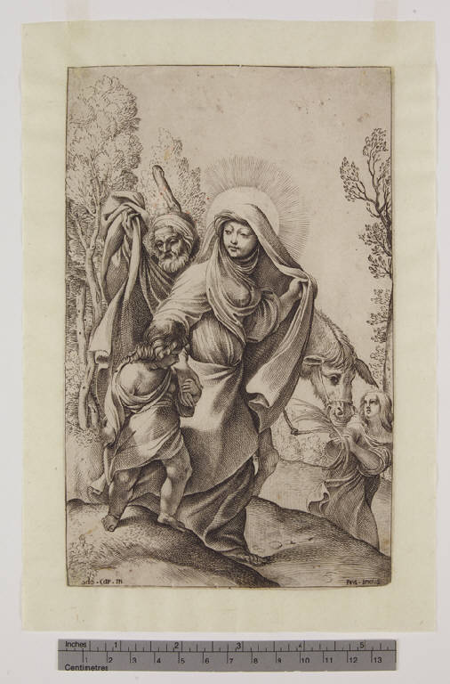 La Sacra Famiglia ritorna dall'Egitto, Ritorno dall'Egitto (stampa tagliata) di Brizio Francesco, Carracci Ludovico (sec. XVII)