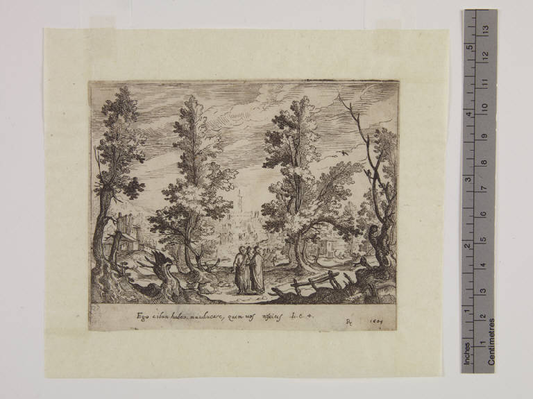 Cristo parla ai discepoli in Samaria (stampa tagliata) di Cantagallina Remigio (sec. XVII)