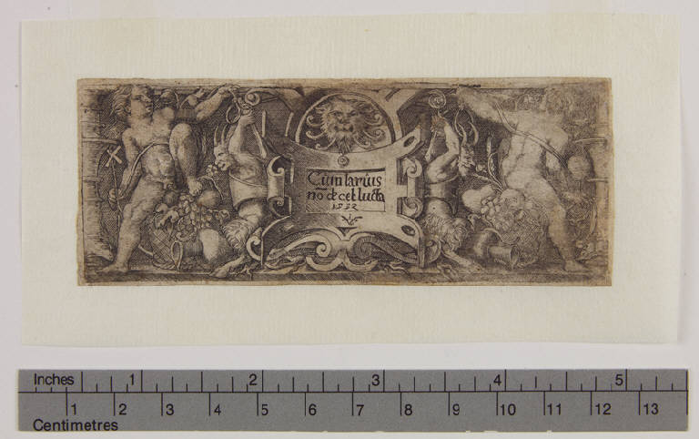 Fregio con putti e satiri (stampa tagliata) di Ladenspelder Johann (sec. XVI)