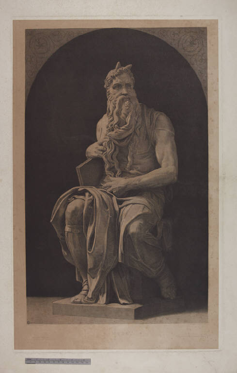 Mosè con le tavole della legge (stampa) di Simoncelli Giacomo, Simoncelli Giacomo, Buonarroti Michelangelo (sec. XIX)
