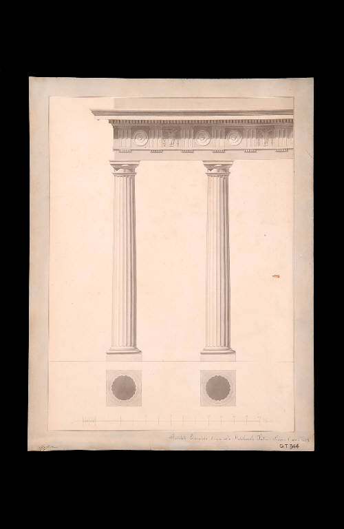 Progetto architettonico di colonnato (disegno) di Bertolotti Evangelista (sec. XIX)