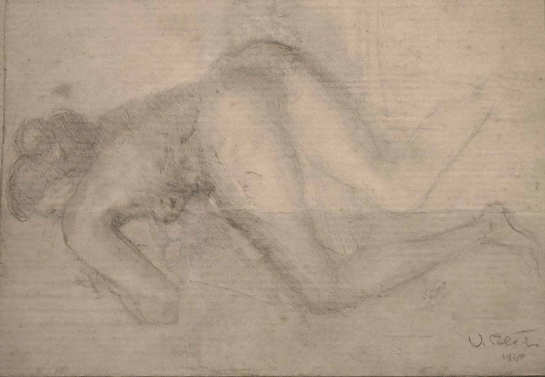 Donna carponi, Donna carponi (disegno, opera isolata) di Pelati Vittorio (sec. XX)