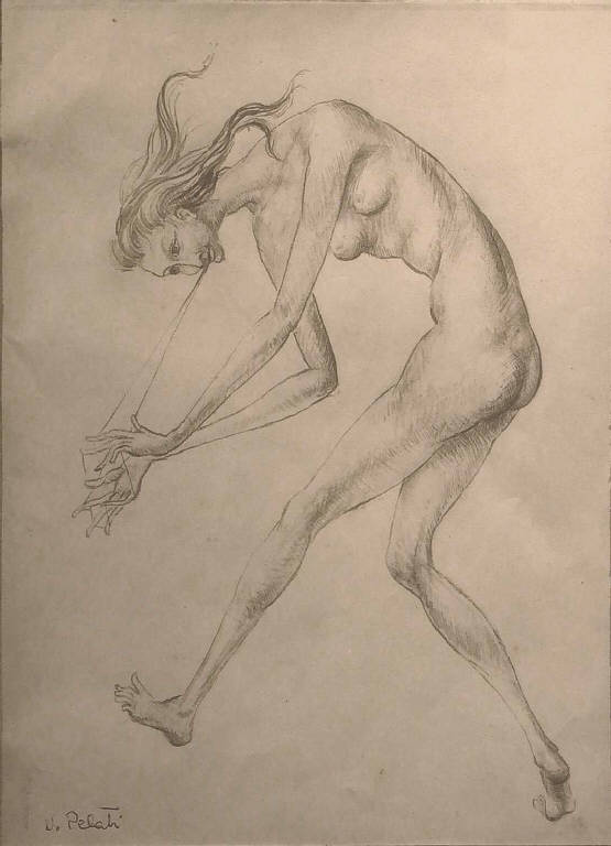 Studio per figura danzante (disegno, opera isolata) di Pelati Vittorio (ultimo quarto sec. XX)