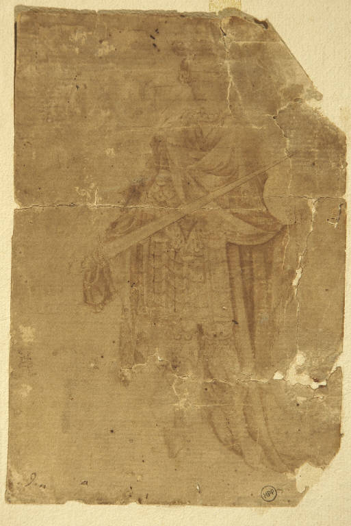 FIGURA CON SPADA (disegno, opera isolata) - ambito Italia settentrionale (prima metà sec. XV)