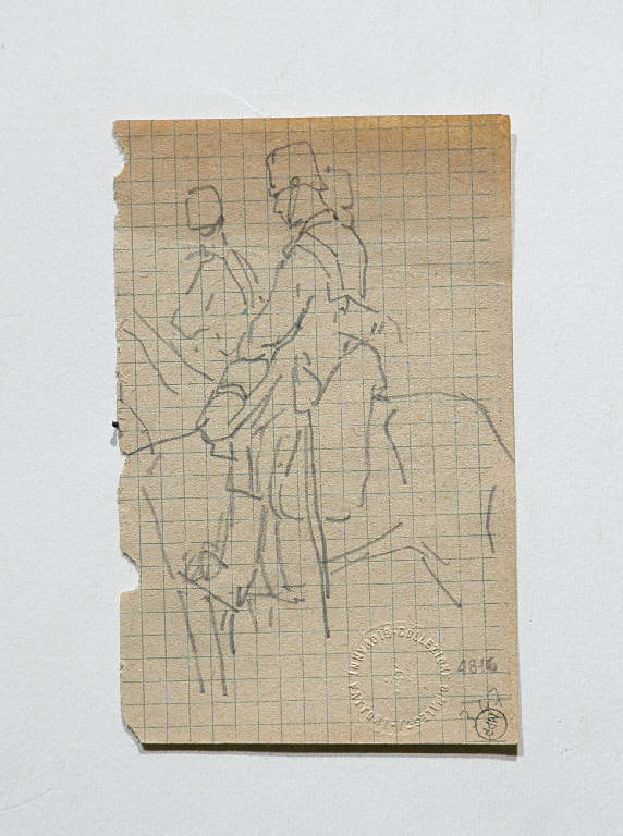 SOLDATO A CAVALLO (disegno, opera isolata) di Fattori Giovanni (secc. XIX/ XX)