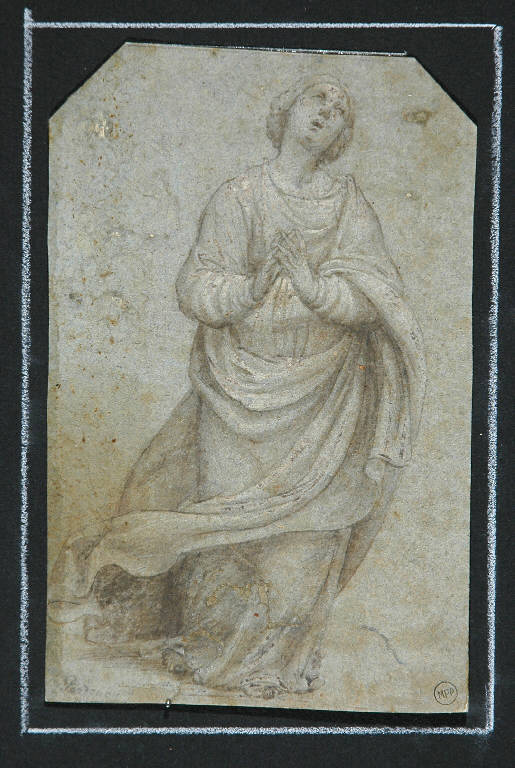 Figura di santa (disegno, opera isolata) di Sacchis Giovanni Antonio de' detto Pordenone (cerchia) (prima metà sec. XVI)