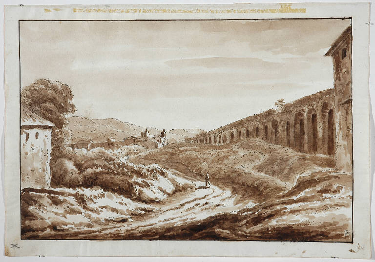 PAESAGGIO (disegno, opera isolata) di Monti Tiziano (secc. XVIII/ XIX)