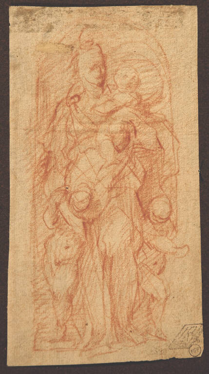 CARITA'/ Studio di figure (disegno, opera isolata) - ambito emiliano (terzo quarto sec. XVI)