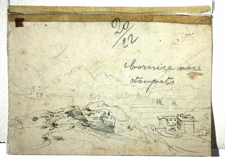 PAESAGGIO (disegno) di Bossoli Carlo (sec. XIX)
