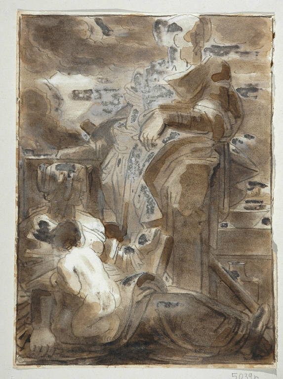 RIPOSO NELLA FUGA IN EGITTO (disegno, opera isolata) di Duranti Fortunato (secondo quarto sec. XIX)