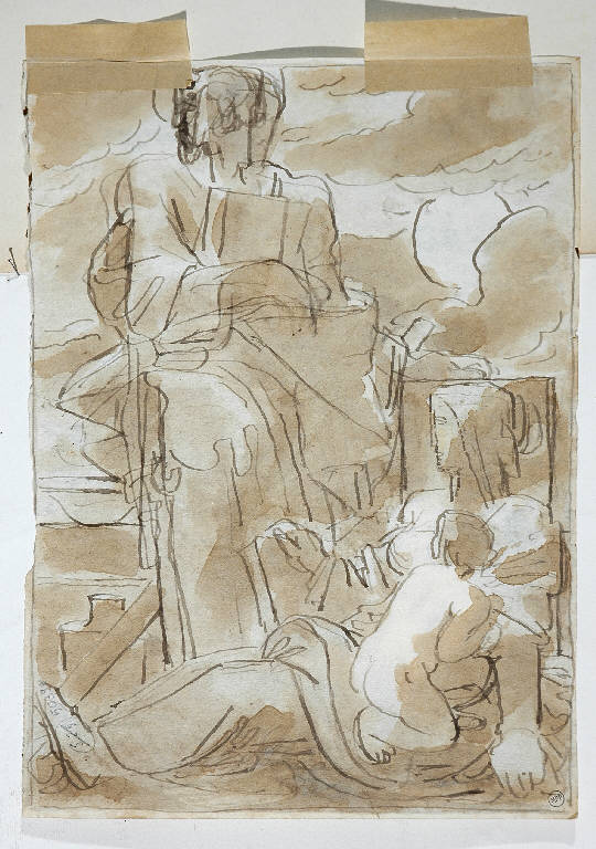 RIPOSO NELLA FUGA IN EGITTO (disegno, opera isolata) di Duranti Fortunato (secondo quarto sec. XIX)