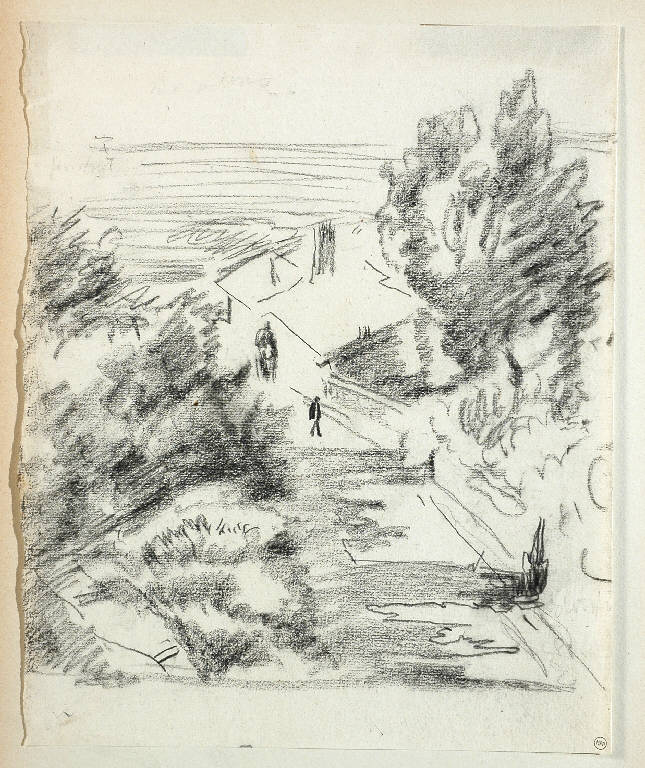 Paesaggio (disegno, opera isolata) di Bertelli Luigi (secc. XIX/ XX)