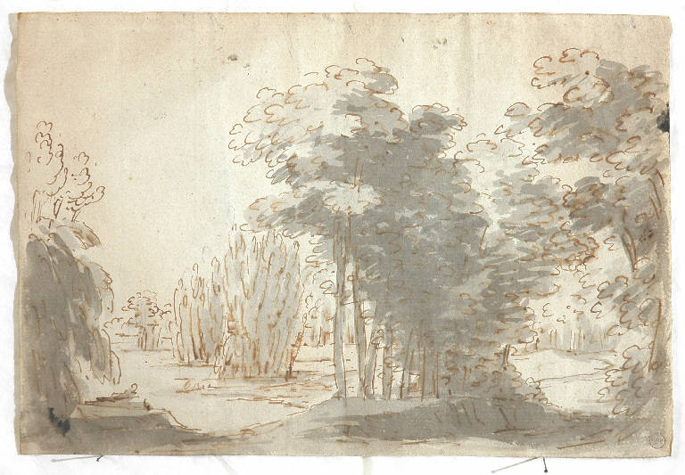 Paesaggio con alberi (disegno, opera isolata) - ambito dell'Italia settentrionale (primo quarto sec. XIX)