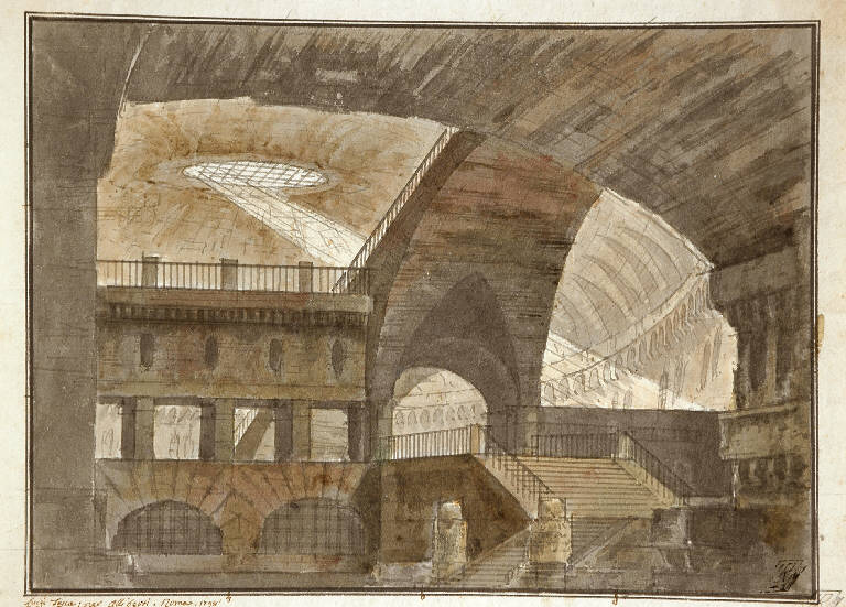 Scena raffigurante un sotterraneo, Interno (disegno, opera isolata) di Tasca Luigi (ultimo quarto sec. XVIII)