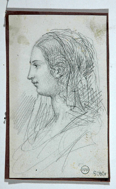 BUSTO FEMMINILE/ TESTA D'UOMO DI PROFILO (disegno, opera isolata) di Carnovali Giovanni detto Piccio (secondo quarto sec. XIX)