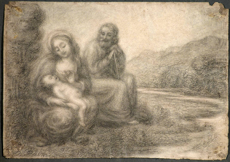 SACRA FAMIGLIA (disegno, opera isolata) di Carnovali Giovanni detto Piccio (sec. XIX)