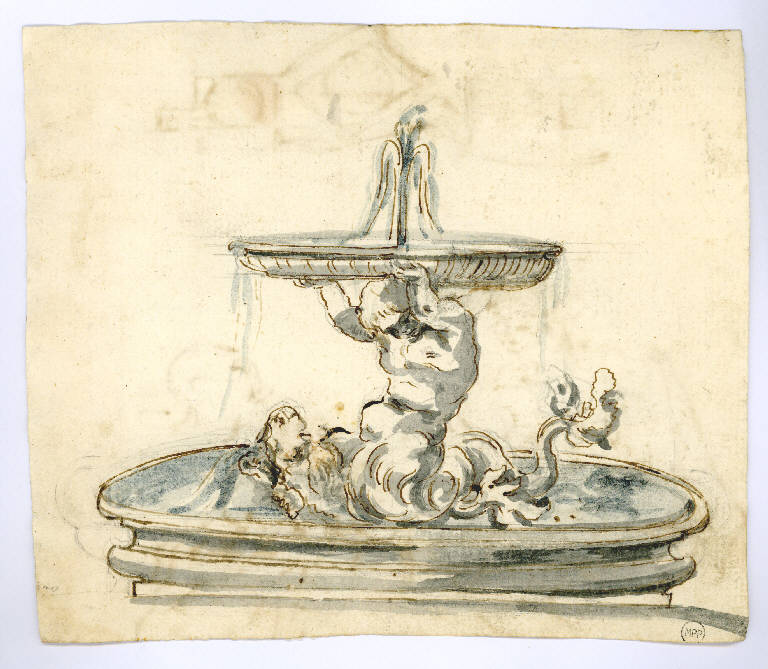 Studio per fontana/ Studio per Madonna con Bambino e san Francesco (disegno, opera isolata) di Bernini Gian Lorenzo (cerchia) (ultimo quarto sec. XVII)