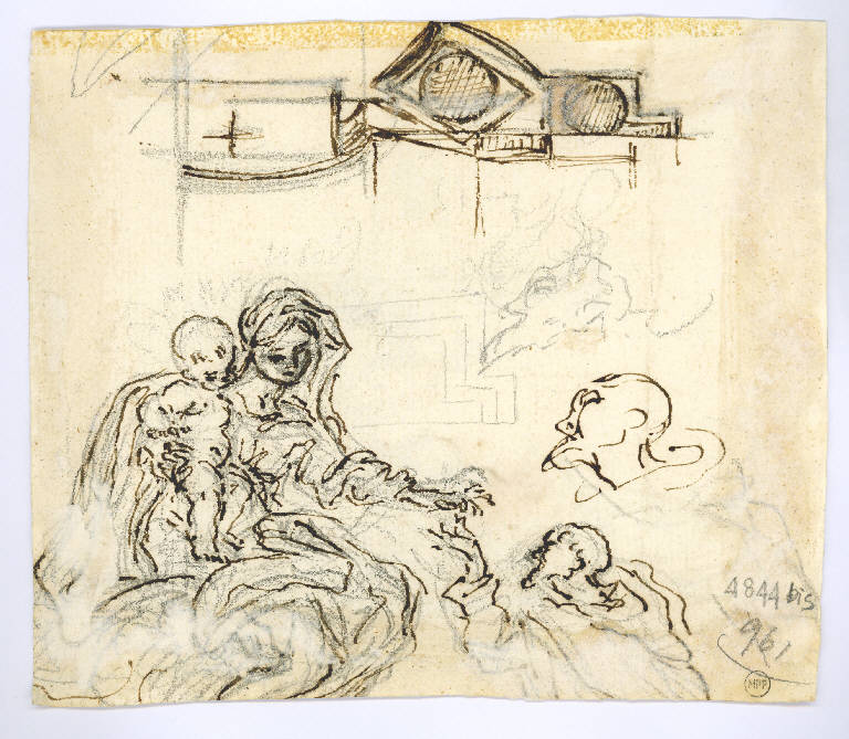 Studio per Madonna con Bambino e san Francesco (disegno, opera isolata) di Bernini Gian Lorenzo (cerchia) (ultimo quarto sec. XVII)