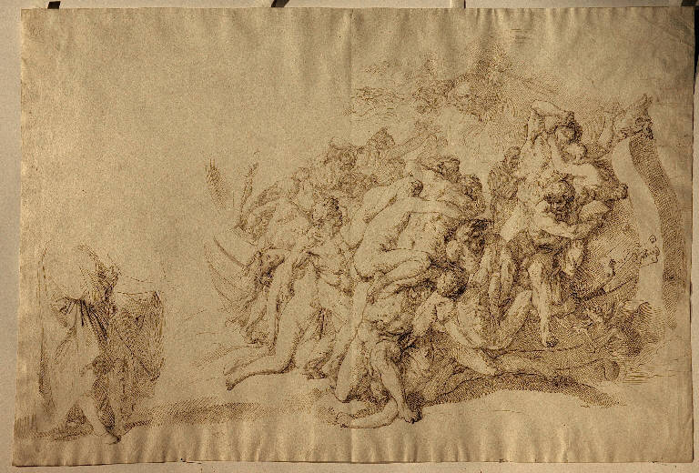Caronte trasporta le anime (disegno, opera isolata) di Sabatelli Luigi (sec. XVIII/ XIX)