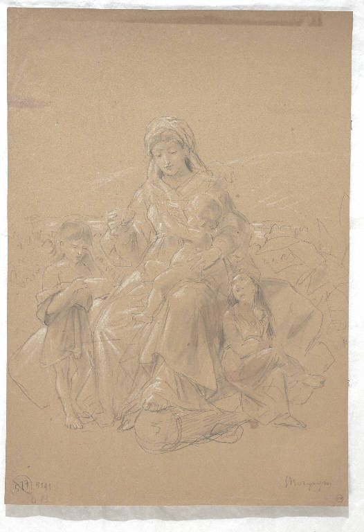 Madonna con Bambino, Madonna con Bambino (disegno, opera isolata) - ambito italiano (ultimo quarto secc. XIX/ XX)