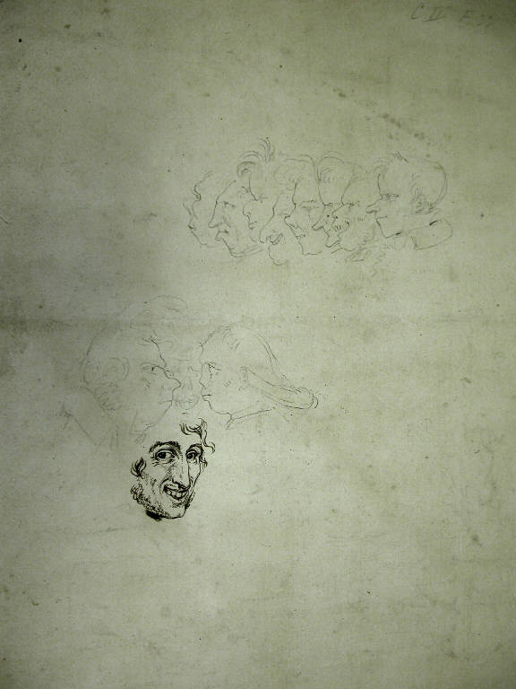 Teste d'uomini (disegno, opera isolata) di Minardi Tommaso (inizio sec. XIX)