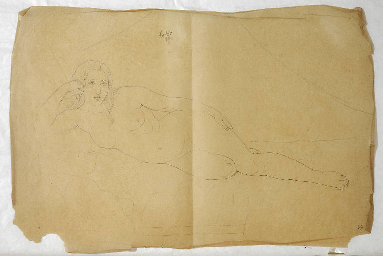 Figura femminile nuda (disegno, opera isolata) di Bisi Michele (sec. XIX)