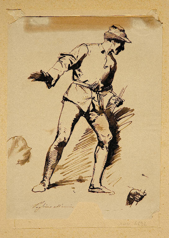 Figura maschile (disegno, opera isolata) di Pagliano Eleuterio (terzo quarto sec. XIX)