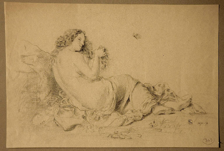 Figura femminile (disegno, opera isolata) di Dalbono Edoardo (sec. XIX)