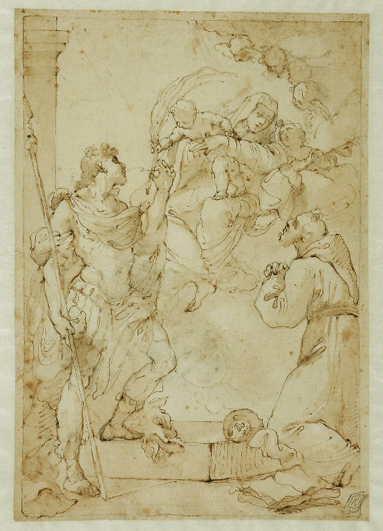 Madonna con Bambino e santi (disegno, opera isolata) di Gandolfi Gaetano (sec. XVIII)