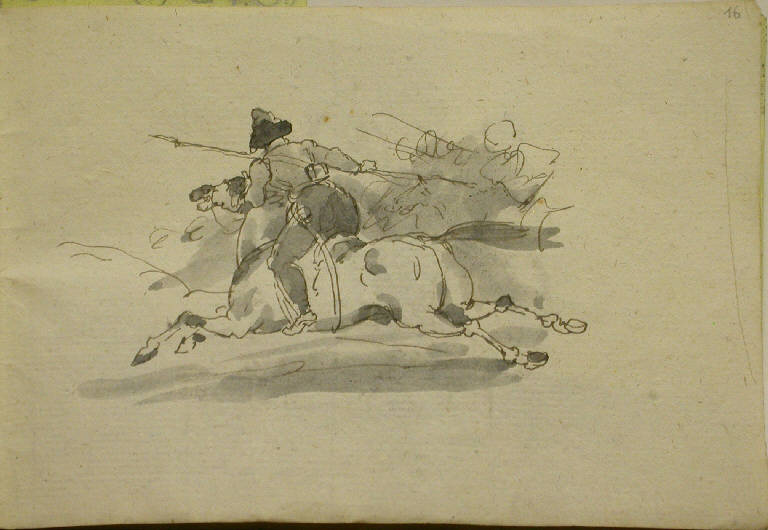 Soldati a cavallo (disegno, elemento d'insieme) - ambito italiano (sec. XIX)
